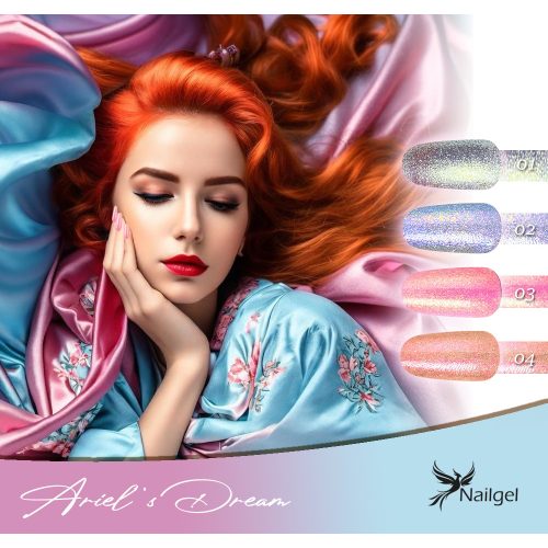 Kolekce gelových laků Ariel's Dream obsahuje 4 gelových laků a jako dárek margaréta.