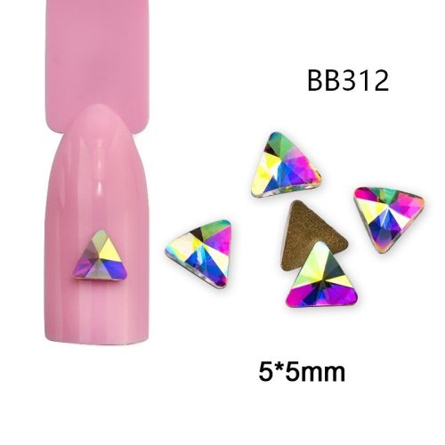 Kamínky ve tvaru drahokamu, AB vícebarevné, trojúhelník 20 ks