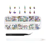 120 dílná sada kamínků s pinzetou a voskovou tužkou -Crystal AB -