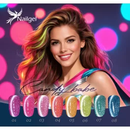   Candy Babe kolekce gel laků s 8 gel laky a dárkovou margarétou