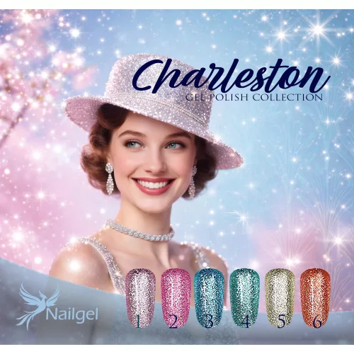 Charleston gel lak kolekce s 6 laky a dárkovou margarétou