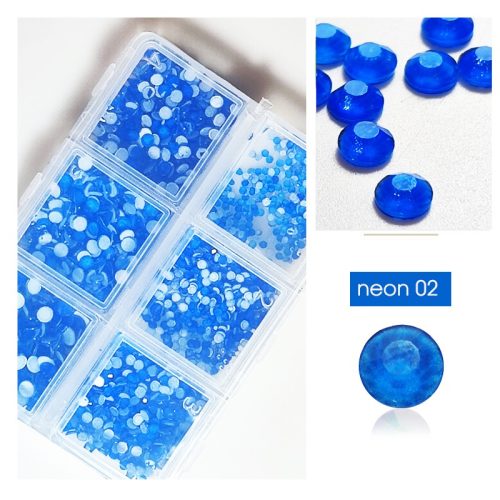 1680 dílná sada křišťálových kamínků v 6 velikostech Neon blue