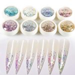 Dekorativní flitry, v barvě bílého krystalu, šestihranné, smíšená velikost