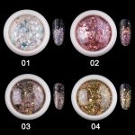 Dekorativní flitry, pink, šestihranné, smíšená velikost