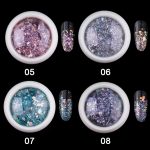 Dekorativní flitry, pink, šestihranné, smíšená velikost