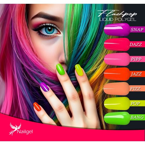 Liquid Polygel FLASHPOP 7dílná kolekce v pumpovacím kelímku, s dárkem – paletou (margarétou).