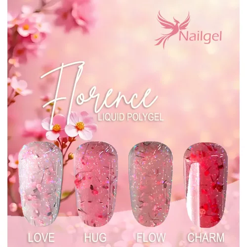 Liquid Polygel FLORANCE 4 dílná kolekce v pumpovacím kelímku, s dárkem – paletou (margarétou).