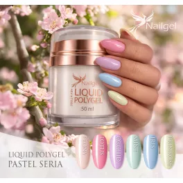   Liquid Polygel pastelová kolekce 6 kusů v pumpovací dóze, s dárkovou efektovou margarétou