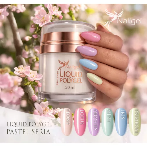 Liquid Polygel pastelová kolekce 6 kusů v pumpovací dóze, s dárkovou efektovou margarétou