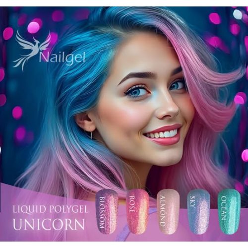 Kolekce Liquid Polygel Unicorn – 5 kusů v pumpičkové dóze, s dárkem: vzorník