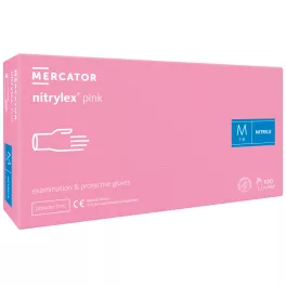   Nitrylex růžové nitrilové nepudrované vyšetřovací rukavice světle růžové barvy S