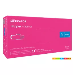   Nitrylex magenta, nitrilové nepudrované vyšetřovací rukavice magenta (intenzivní růžová) barva M