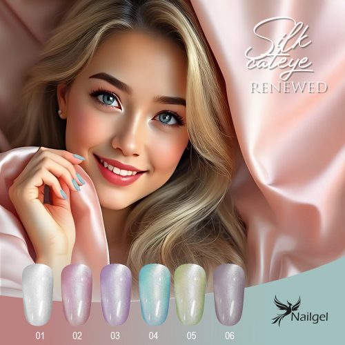 Kolekce gelových laků Silk CatEye obsahuje 4 gelových laků a jako dárek margaréta.