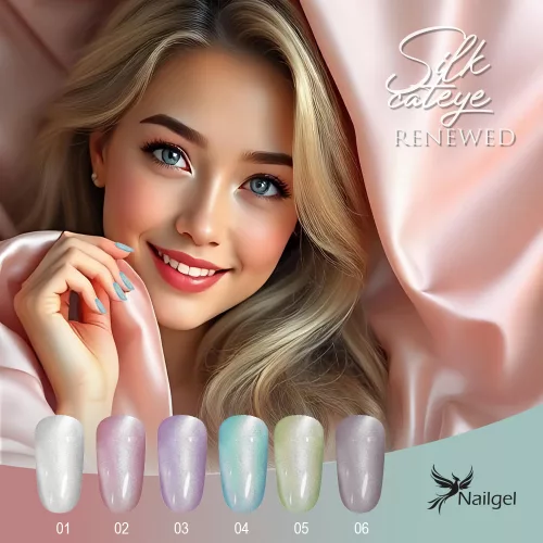 Kolekce gelových laků Silk CatEye obsahuje 4 gelových laků a jako dárek margaréta.