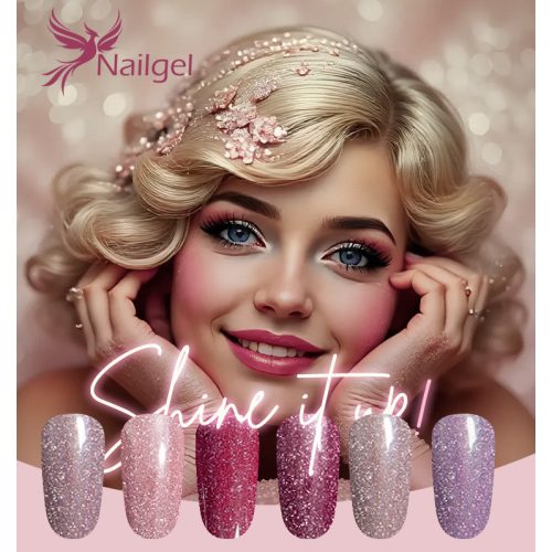 Kolekce gelových laků Shine It Up!obsahuje 6 gelových laků a jako dárek margaréta.