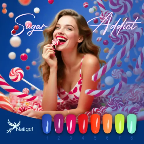 Sugar Addict gel lak kolekce s 8 laky a dárkovou margarétou