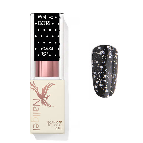 Polka Top Coat - White dots -Lesk gel 8ml