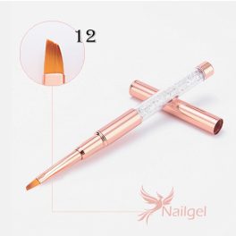   Gelový štětec se šikmým koncem, rosegold, zdobený křišťály, prémiové kvality